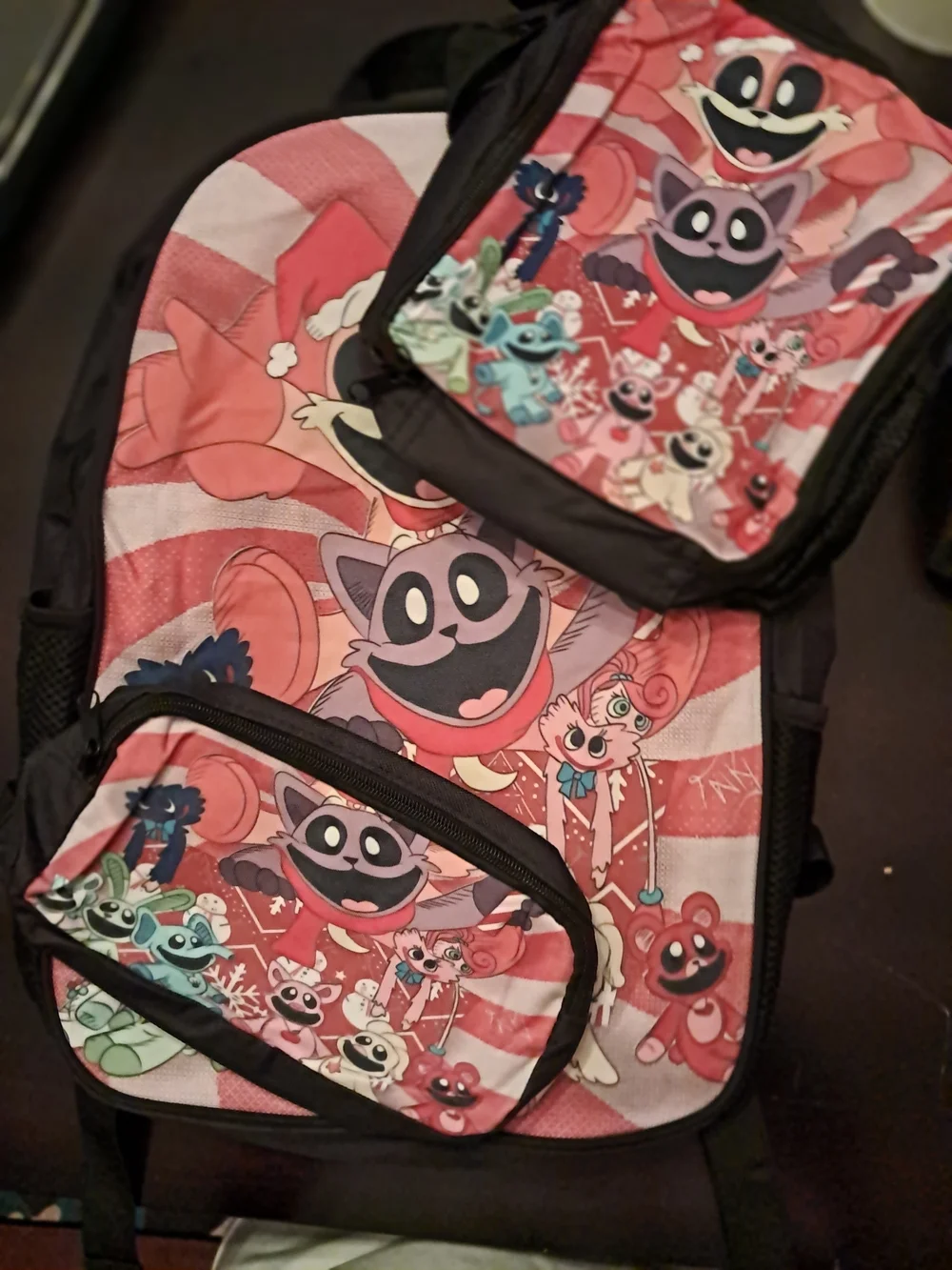 Kids Pink Character Backpack with Matching Pouch